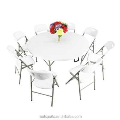 China Niceway Portable Folding Table Fold-In-Half Round Table Portable White Plastic 12 Seater Outlet Furniture for sale