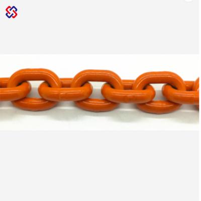 China Plastic Coated High Tensile Hoist Chain 9x27mm Round G100 Link Chain for sale