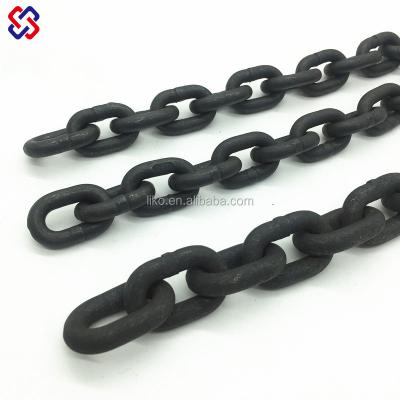 China Drag Chain 10 mm EN818-2 G80 High Tensile Black Color Steel Welded Short Link Alloy Steel Heaving Lashing Chain for sale