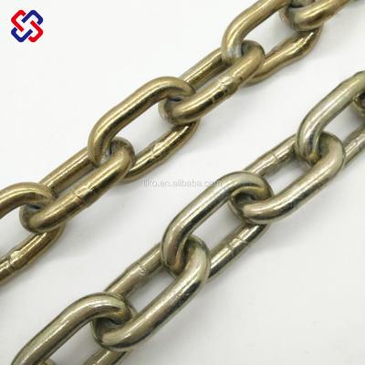 China Pulling Smooth 8mm Zinc Chromated NACM96 Yellow G70 Standard Transport Alloy Steel Chains for sale