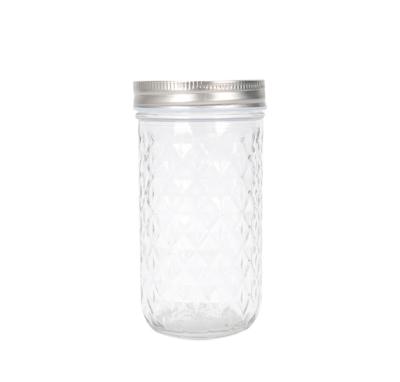 China Sustainable Honey Bottle Bird Food Sealed Pickle Jar Diamond Mason Bottle Thickened Glass Storage Caviar Nest Jar for sale