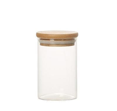 China Glass Storage Tank Borosilicate Kitchen Storage Bottle Transparent Wooden Lid Sealed Tank High Borosilicate Sustainable Wooden Lid for sale