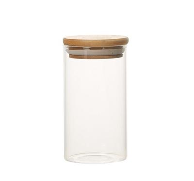 China Tea Glass Storage Tank Borosilicate Kitchen Storage Bottle Viable Scented Transparent Wood Lid Sealed Tank for sale