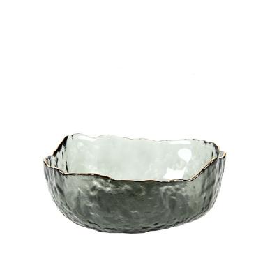 China Soot Hammer Phnom Penh Glass Salad Bowl Fruit Dish Dessert Medium Japanese Creative Home Nordic Clear Bowl Viable for sale