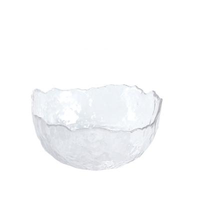 China Nordic Home Creative Viable Middle Japanese Hammer Glass Salad Bowl Fruit Dish Dessert Clear Bowl for sale