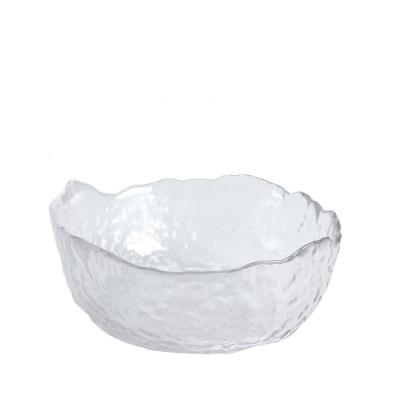 China Japanese creative home nordic large hammer glass salad bowl fruit dish dessert viable clear bowl for sale