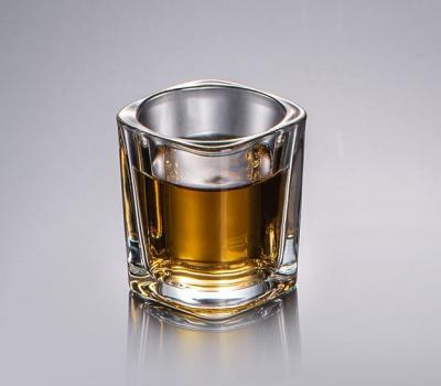 China Stock Unique Design Handcrafted Fine Wine Glasses Handleless Tilt Glass Whiskey Glasses for sale