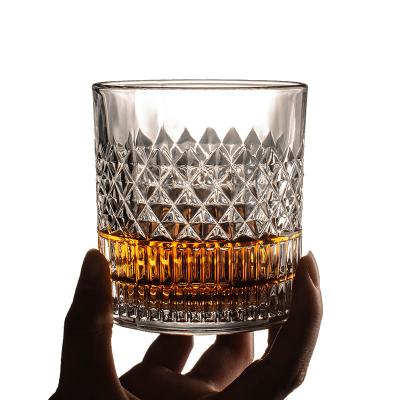 China Stock Striped Golden Bottom Glassware Personalized Whiskey Glass Bar Glassware Accept for sale