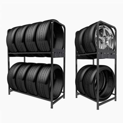 China Metal Rolling Tire Rack Double Sided Tire Rack for sale