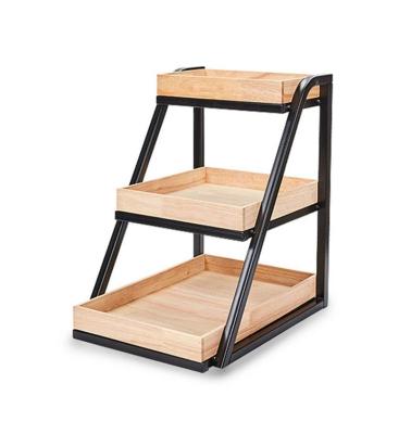 China Double Sided Natural Wood Retail Shelf Unit Display for sale