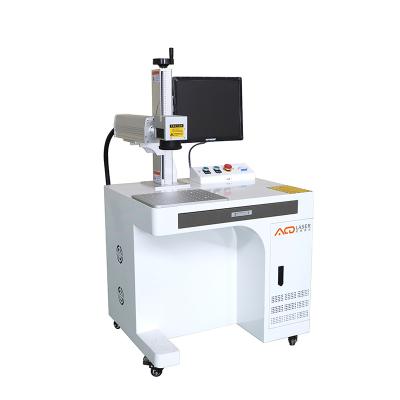 China Air-cooled desktop AQ fiber laser engraving machine with rotary for sale