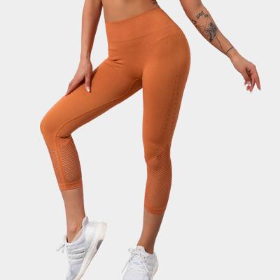 China Wholesale Breathable Sexy Women Solid Butt Lifting Up High Waist Mesh Leggings Yoga Leggings Pants Gym Gaiters For Women for sale