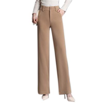 China 2022 Anti-Wrinkle Women High Waisted Suit Pants Solid Color Elastic Wide Leg Pants Works Trousers for sale