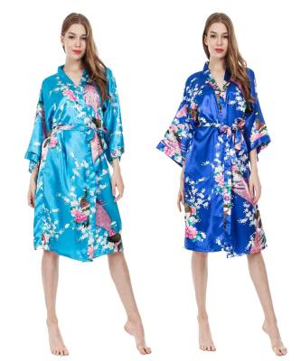 China Wholesale 2022 QUICK DRY plus size silk fabric flower and bird pattern women's pajamas for sale