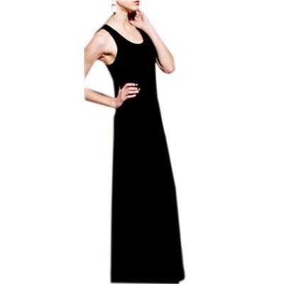 China 2022 Solid Color High Elastic Anti-Static Sexy Sleeveless Long Dress Skirt for sale