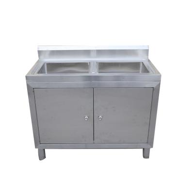 China 0 Commercial Stainless Steel Sink Cabinet Stainless Steel Double Sink Cabinets for sale