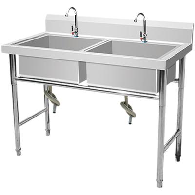 China Without Stainless Steel Wholesale Kitchen Equipment Restaurant Double Faucet Hotel Bowl Sink for sale