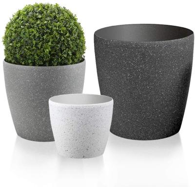 China Cheap Wholesale Modern White Chinese Round Resin Garden Sandstone Planter Large Bulk Plastic Flower Pot For Sale for sale