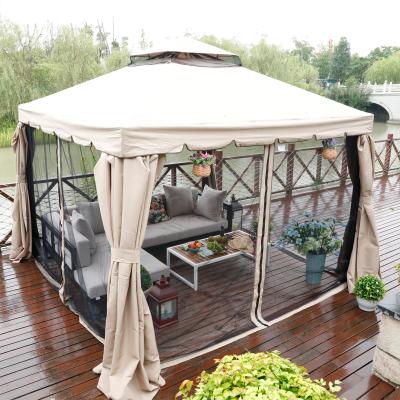 China Cheap Aluminum Patio House Netting Outdoor BBQ Garden Tent Roman Gazebos With Insect Net for sale