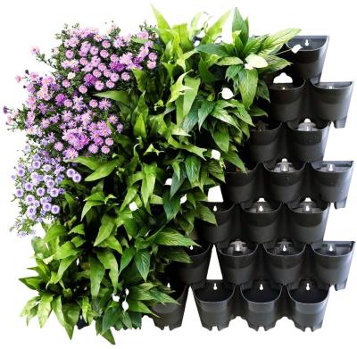 China 14 PCS 42 Pockets Black Vertical Wall Self Self Pastoral Flower Pot Pastoral Watering Planters for sale