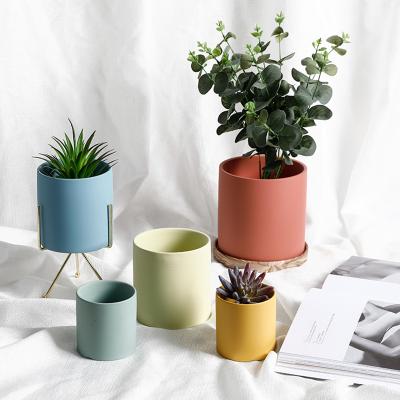 China Modern Custom Design Solid Color Glazed Ceramic Indoor Multicolor Flower Pot For Garden for sale