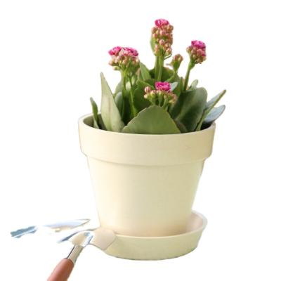 China Eco-friendly Home Garden Decor Eco-friendly Biodegradable Bamboo Fiber Cream Bamboo Flower Pots For Plants for sale