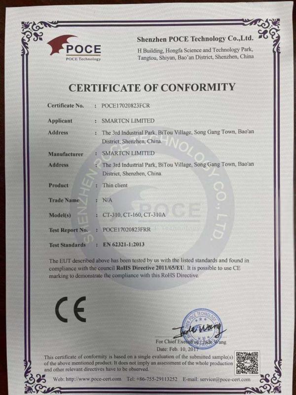 CE - Shenzhen Smartcn Technology Limited