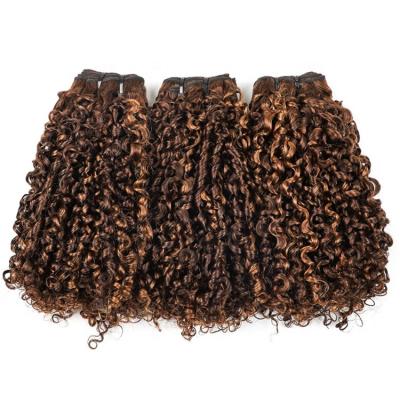 China FUMI Hair Weave Bundles 100% Pure Virgin Brazilian Bouncy Curl Hair Pixie Weave Bundles for sale