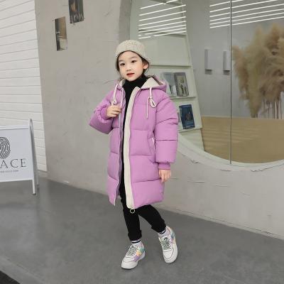 China Factory Outlet Factory Outlet Breathable Children's Solid Color Cotton Parka Jacket Boys Girls Waterproof Coat Thickened Mid Length Kids Warm for sale