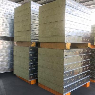 China Energy Saving Easy Operation 50mm 75mm 100mm Fireproof House Soundproof Rock Wool Sandwich Panel for sale