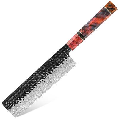 China Viable 7inch Nakiri Japanese Chef's Knife Damascus Steel Kitchen Knife Vegetable Hand Forged Professional Universal Chef Knife for sale