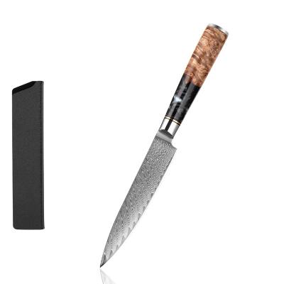 China Best Choice Knives 6 Inch Layer High Quality Durable Serving Knife 67 Layer Black Resin Steel Handle Damascus Tools for sale