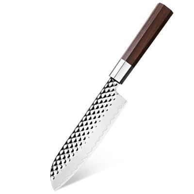 China 8 Inch Sustainable Handmade Forged Composite Steel Santoku Knife Japanese Professional Chef Utility Tools Three-Layer Kitchen Knives for sale