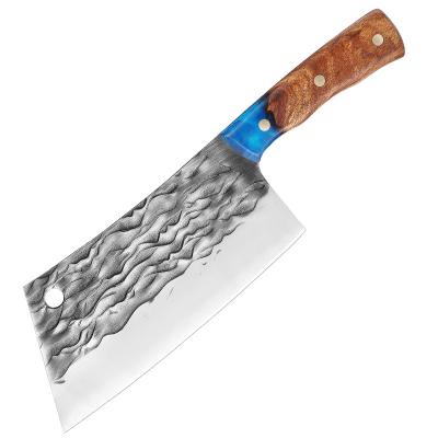 China Durable Motion Forged 5Cr15 Steel Pointed Cutting Dual Function Knife For Kitchen Sharp Cutting Knives Color Blue Resin Wood Handle for sale