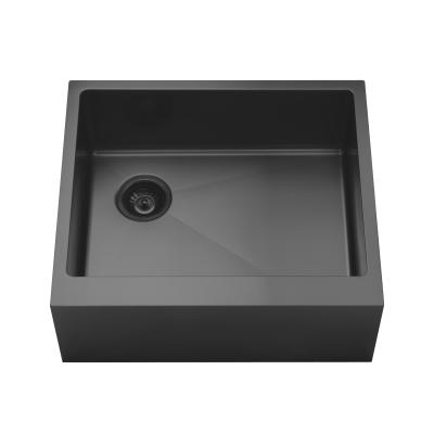 China Without Faucet New Design 24 Inch Farmhouse Kitchen Sink; 18 gauge black stainless steel apron sink; black nano sink, farmhouse sink; for sale