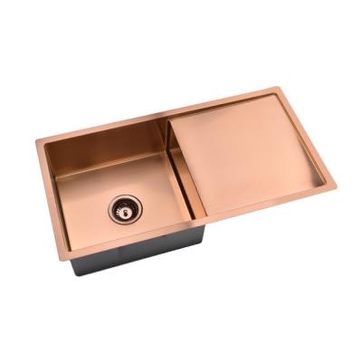 China Without Faucet Meiao Handmade Drain Panel PVD Stainless Steel Kitchen Sink SUS 304 Sink for sale