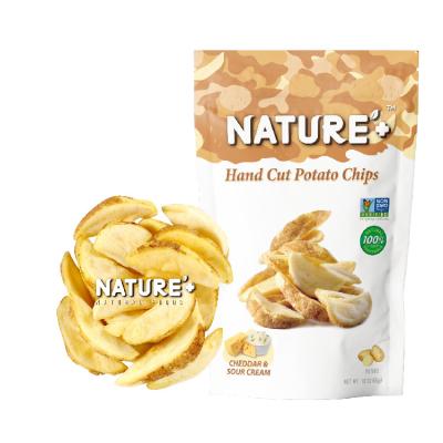 China Low Fat Newest Vegan Non GMO Low Salt Gluten Free Hand Cut Potato Chips 55g For Adults for sale