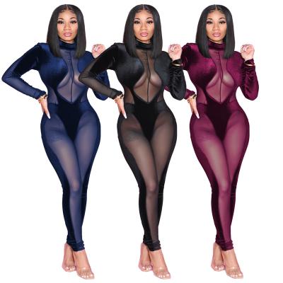 China Breathable Solid Black One-Piece Overalls Women Hoodie Sexy Overalls Women Long Sleeve Overalls for sale