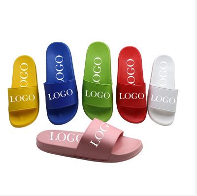 China Anti-odor Unisex Fashion Different Colors Hide PVC Flat Custom Logo Slides Men's Shoes Slippers for sale