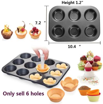 China Black Non-Stick Stocked Bakeware Custom 6 8 Pan Square Christmas Cupcake Baking 12 Cup Muffin Tray For The Oven for sale