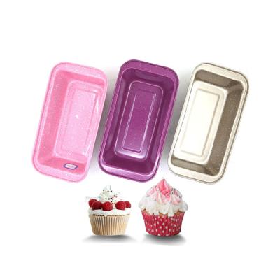 China Non Stick Stocked High Quality Carton Toast Square Shape Steel Colorful Cake Molds Tray Bake Pans Bakeware Muffin Pan for sale