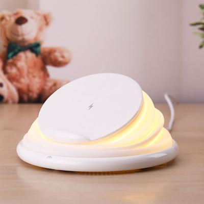 China Mobile Phone GIFTS 5 Color LED Night Light 10W Fast Foldable Wireless Charging Dock Station Charger Stand For Phone for sale