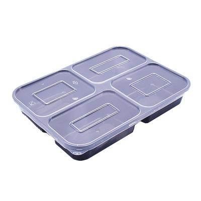 China 2021 Disposable Plastic Microwavable Food Catering Bento Food Storage Lunch Boxes 4 Compartment for sale