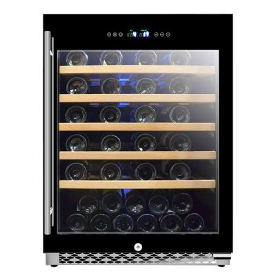 China Digital Beech Wood 150L Display-Control Rack Locking Wine Cooler Storage Cabinet for sale