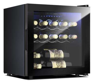 China Touch Screen 14 Bottles Responsive Mini Wine Bar Wine Cabinet Beer Chiller 220 Volt Cosmetic Wine Fridge With Lock for sale