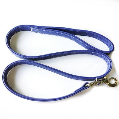 China Custom Brand Dog Leash Custom Outdoor Genuine Leather Classic Type Pet Lead Leash With Double Layer for sale