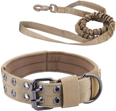 China Sports Wholesale OEM Manufacturer, Custom Military Adjustable Dog Collar and Bungee Leash Set with D-ring Buckle for Medium Large Dogs for sale