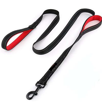 China Customized Double Padded Handles Reflective Padded Nylon Dog Leash 6ft Dog Lead With New Stronger Clip for sale