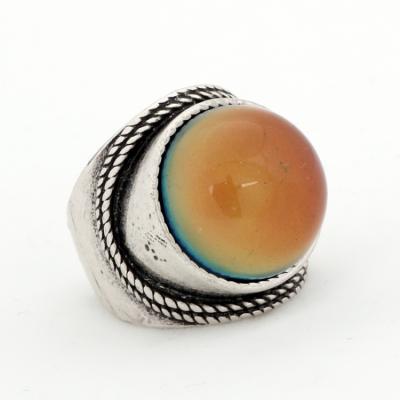 China Antique Vintage Design Mood Beads Ring Jewelry Gift Gemstone Change Color Temperature Feeling Mood Rings for sale