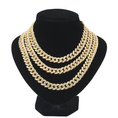 China Wholesale Hot Sales Mens Hip Hop Bling Daikin Chain Necklace Iced Out Rhinestone Miami Cuban Chain Necklaces for sale